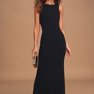 LULU’S Love In Your Eyes Black Knotted Mermaid Maxi Dress